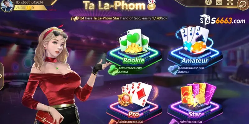 Các phòng game trong Phỏm S666